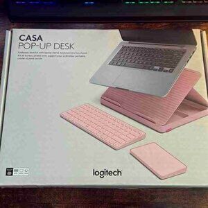 Logitech Casa Pop Up Desk Kit - Laptop Stand for Desk - Blush Pink - NEW